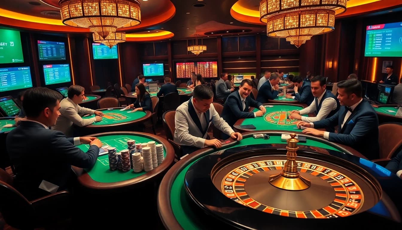 Play casino games at https://kubet77i.ink/ with vibrant poker chips and roulette wheels.