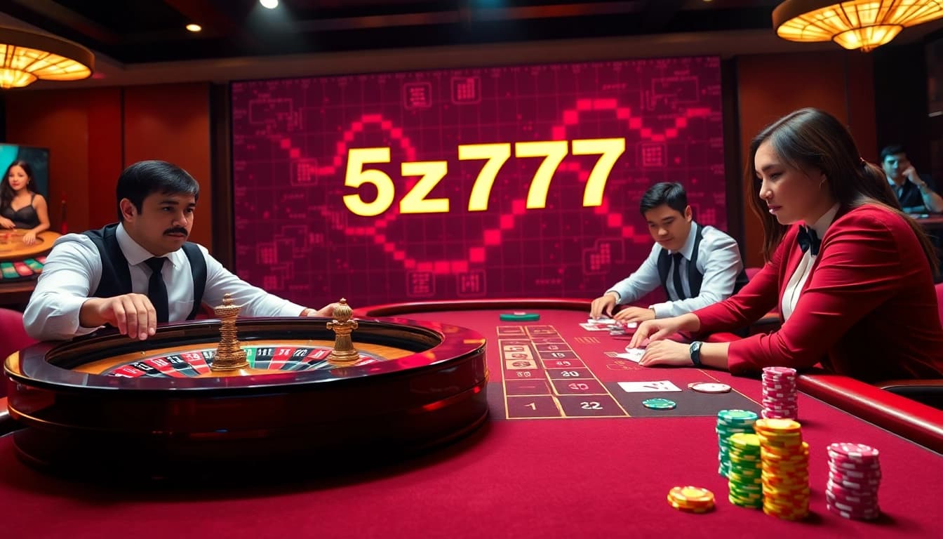 Casino scene featuring thrilling gameplay and luxury elements highlighting 5z777 bets.