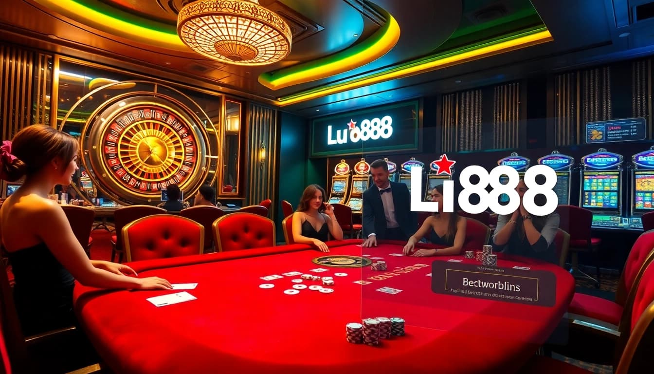 Experience the excitement of poker at Lu88's luxurious casino gaming table.