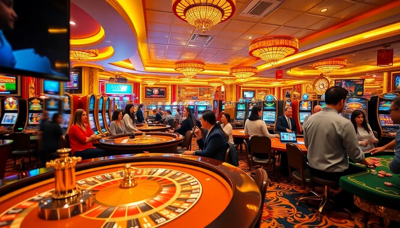 33win players enjoying a high-stakes casino experience at luxurious gaming tables.