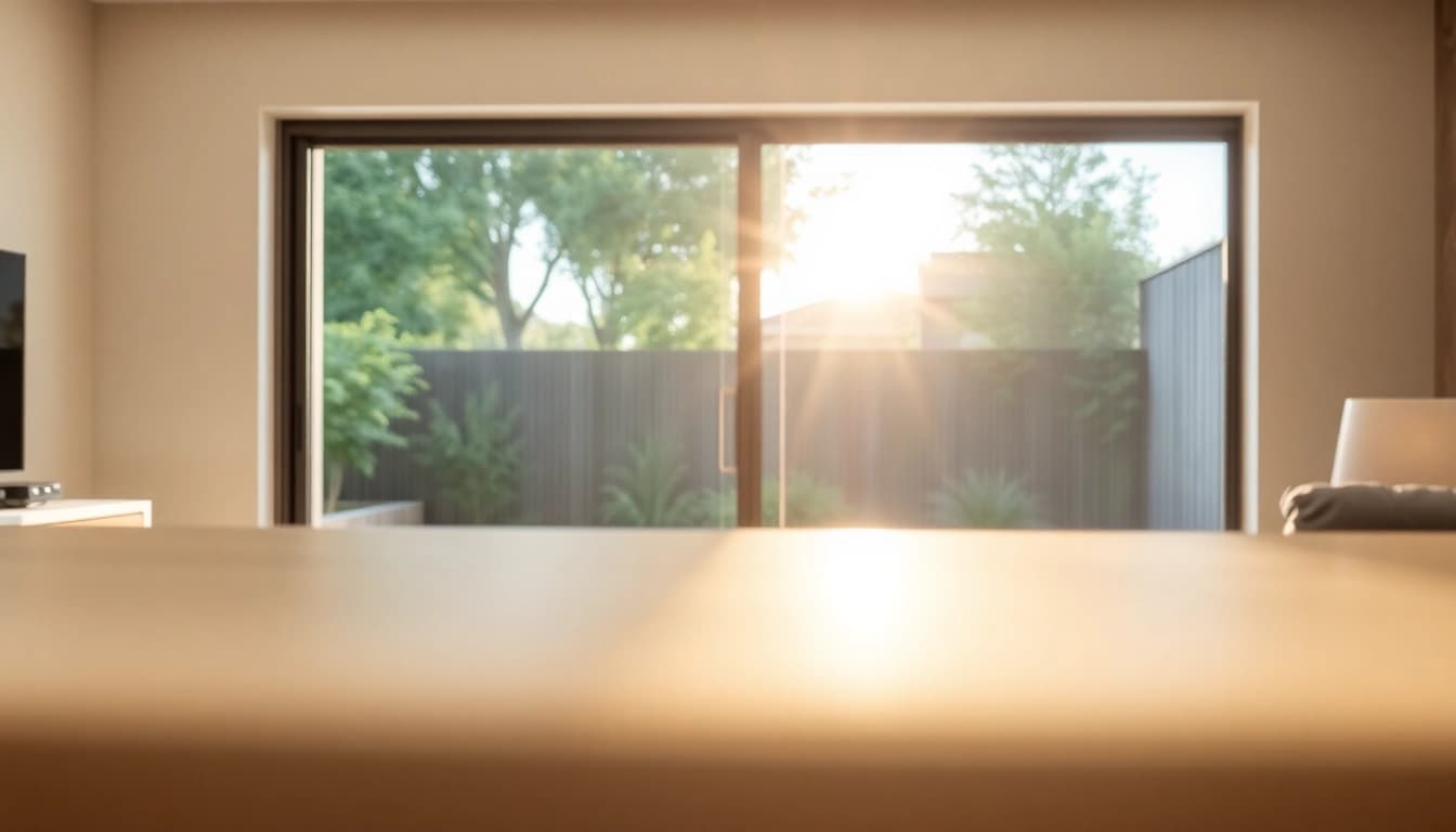 Sliding pleated fly screen door enhances home aesthetics while providing ventilation and insect protection.