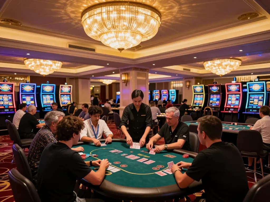 Engaged players enjoying poker at tg88 casino with dynamic gameplay and ambient casino lighting