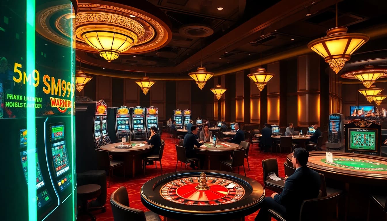 Capture the thrill of gambling at MM99 with vibrant casino activities and engaging players.