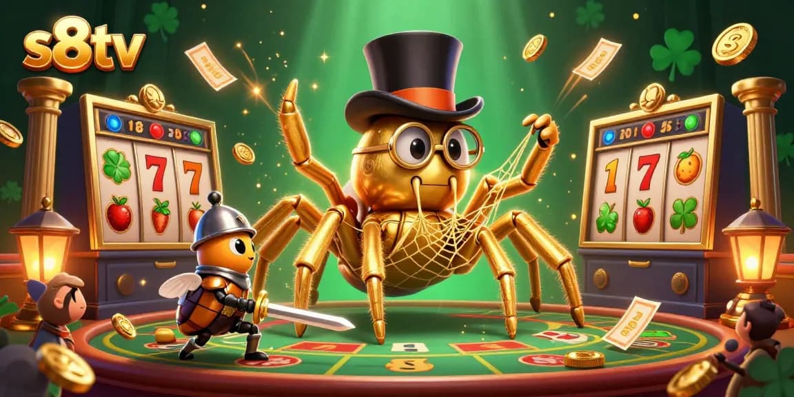 S8tv offers an electrifying online gaming experience with a cartoon casino scene featuring rich visuals and dynamic gaming elements.