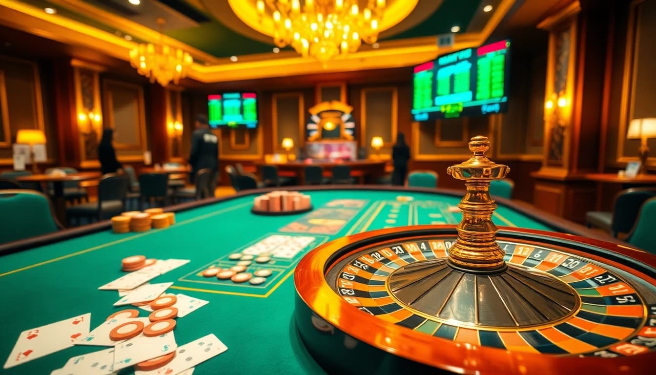 Engaging scene of kèo nhà cái strategies with casino table, chips, and betting slips.