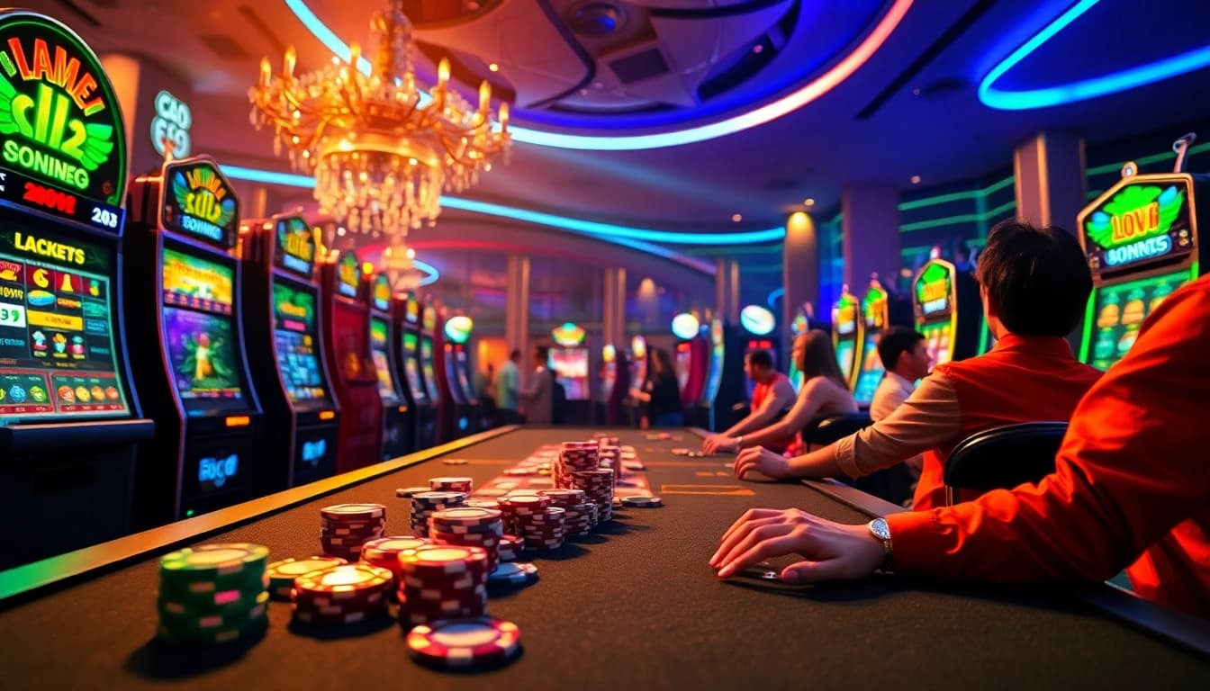 Engaging online gaming experience featuring Lucky88's vibrant casino elements, showcasing a thrilling atmosphere.