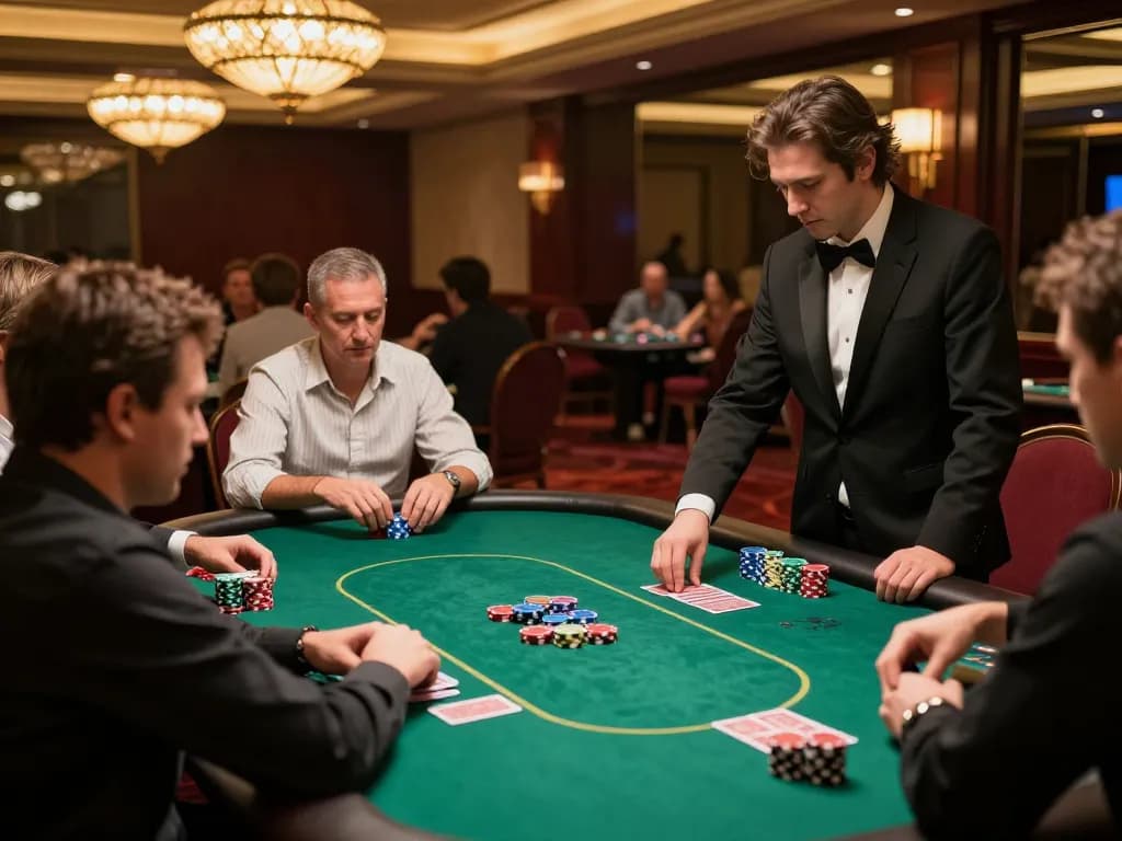 Players enjoying an engaging poker game at Nhà cái HB88's upscale casino environment.