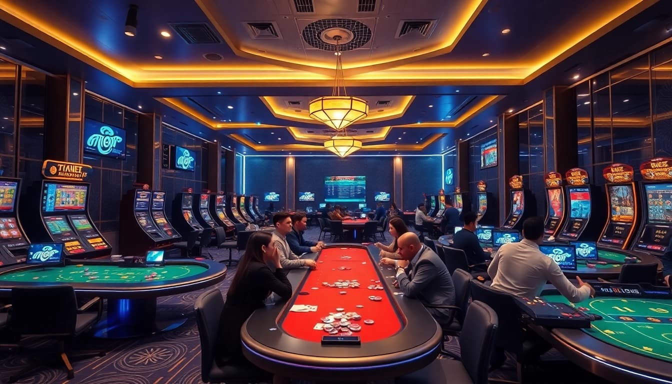 Engaging online casino atmosphere at tk88win.live with modern games and welcoming lighting.