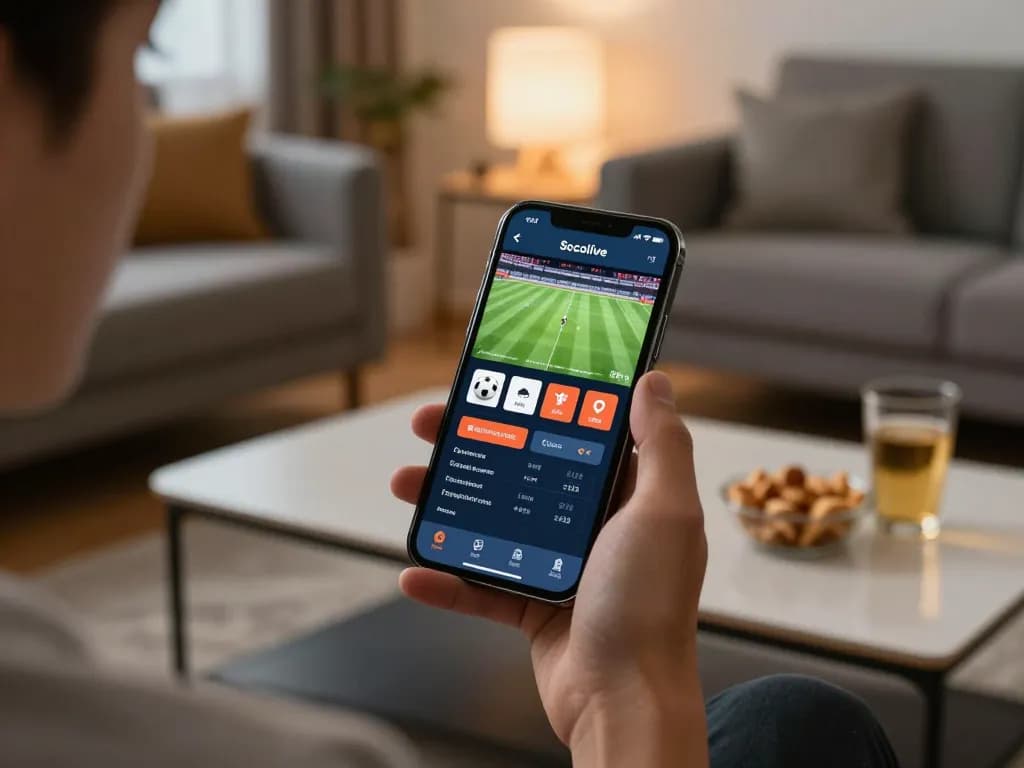 Socolive app providing live football streaming on mobile device, engaging players in betting action