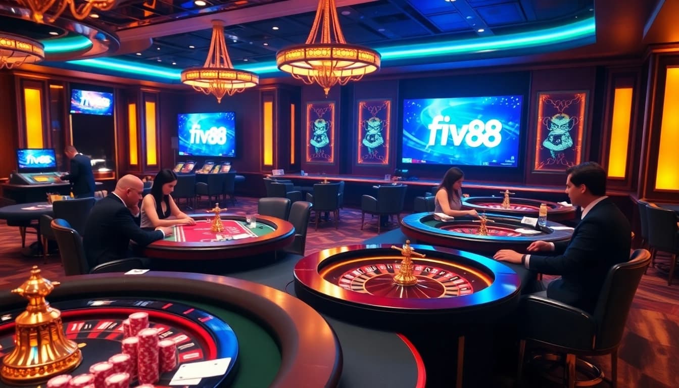 Experience the thrill of gambling at five88 with vibrant casino visuals and exciting game interactions.