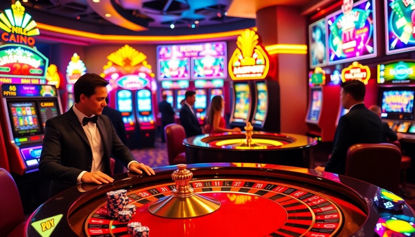 Experience excitement at https://www.slots899.com/ with luxurious casino tables and vibrant slot machines.