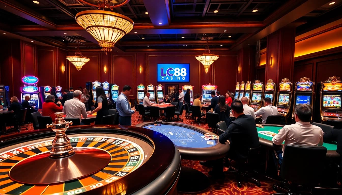 Experience thrilling gameplay at Lc88 casino with stunning poker and roulette tables.
