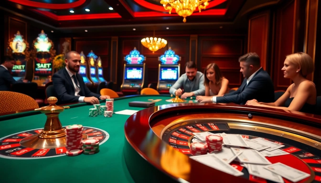 KJC.Marketing showcases a vibrant casino scene with poker chips and roulette excitement.