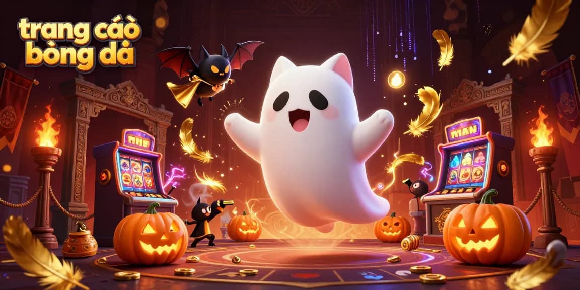 Experience thrilling gameplay at trang cá độ bóng đá with a ghost cat and casino elements.
