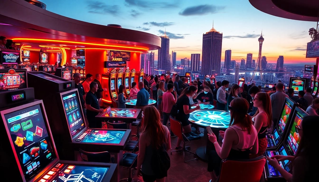 Explore a vibrant casino showcasing advanced New Technology with interactive games and augmented reality.