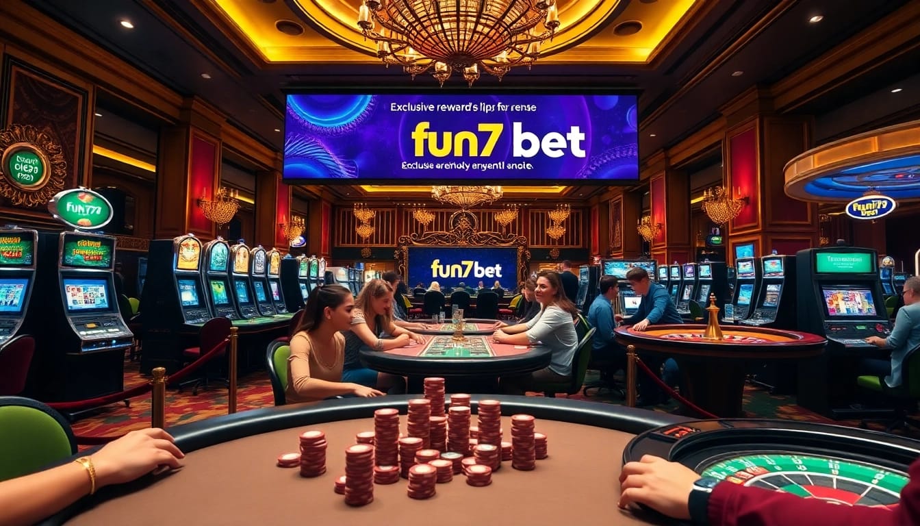 Check out the excitement of fun79 bet at this luxurious casino with vibrant gaming tables.
