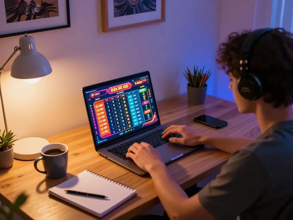 Dàn Đề 10 Số gameplay shown on a laptop, enhancing online betting experience for strategic gamers