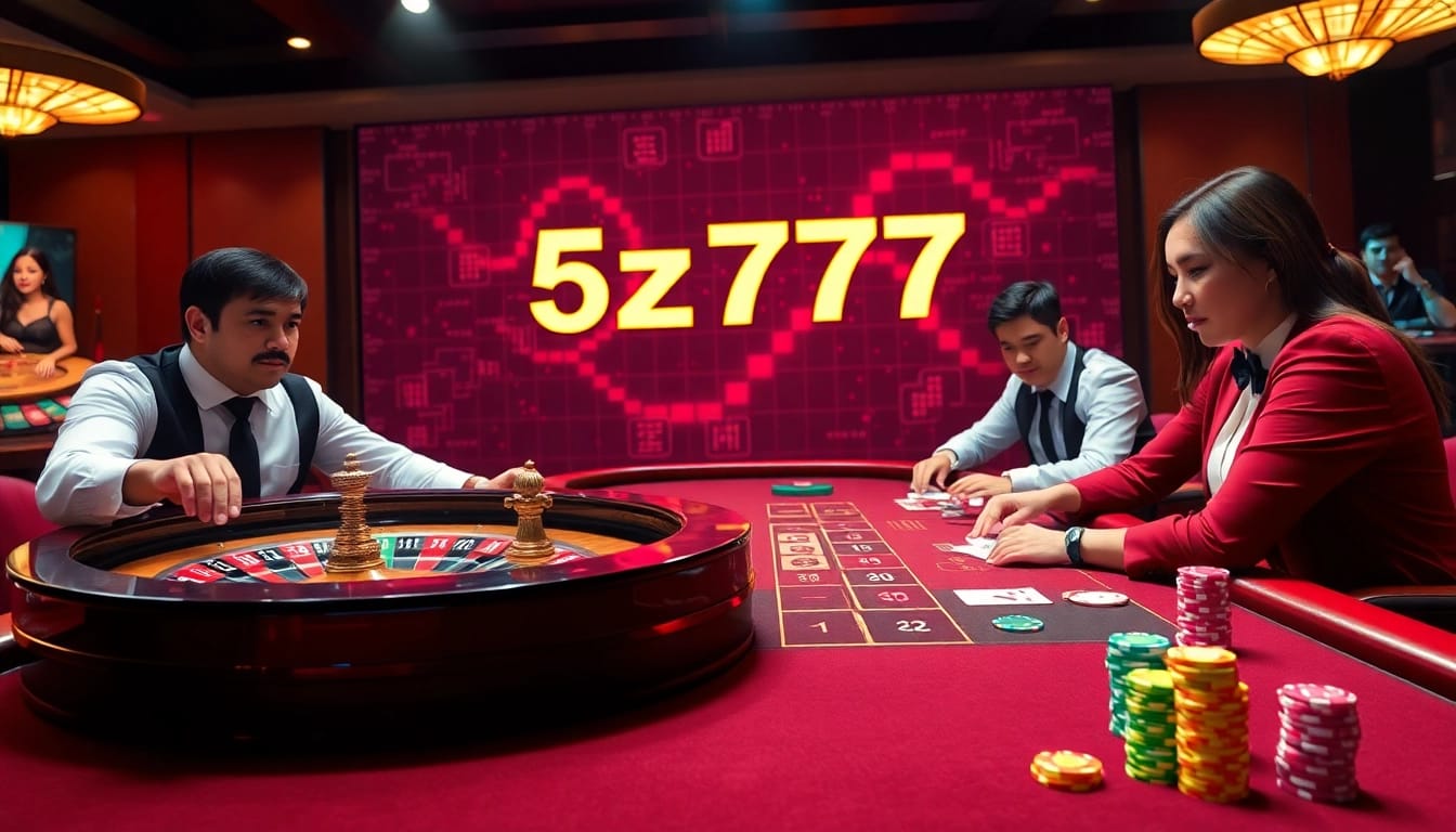 Casino scene featuring thrilling gameplay and luxury elements highlighting 5z777 bets.
