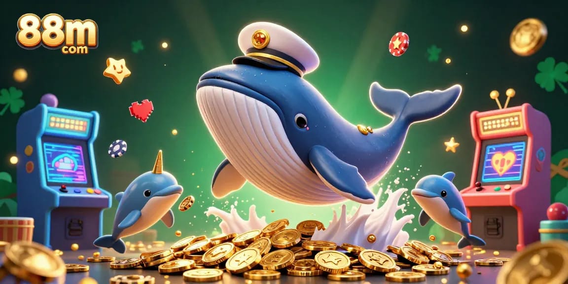 Experience thrilling wins at 88m com with cartoon whales, coins, and casino games.