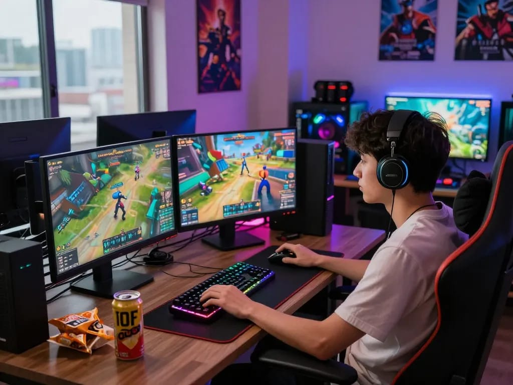 Engaged gamer playing games on Hitclub, preparing to tải hitclub for an immersive experience.
