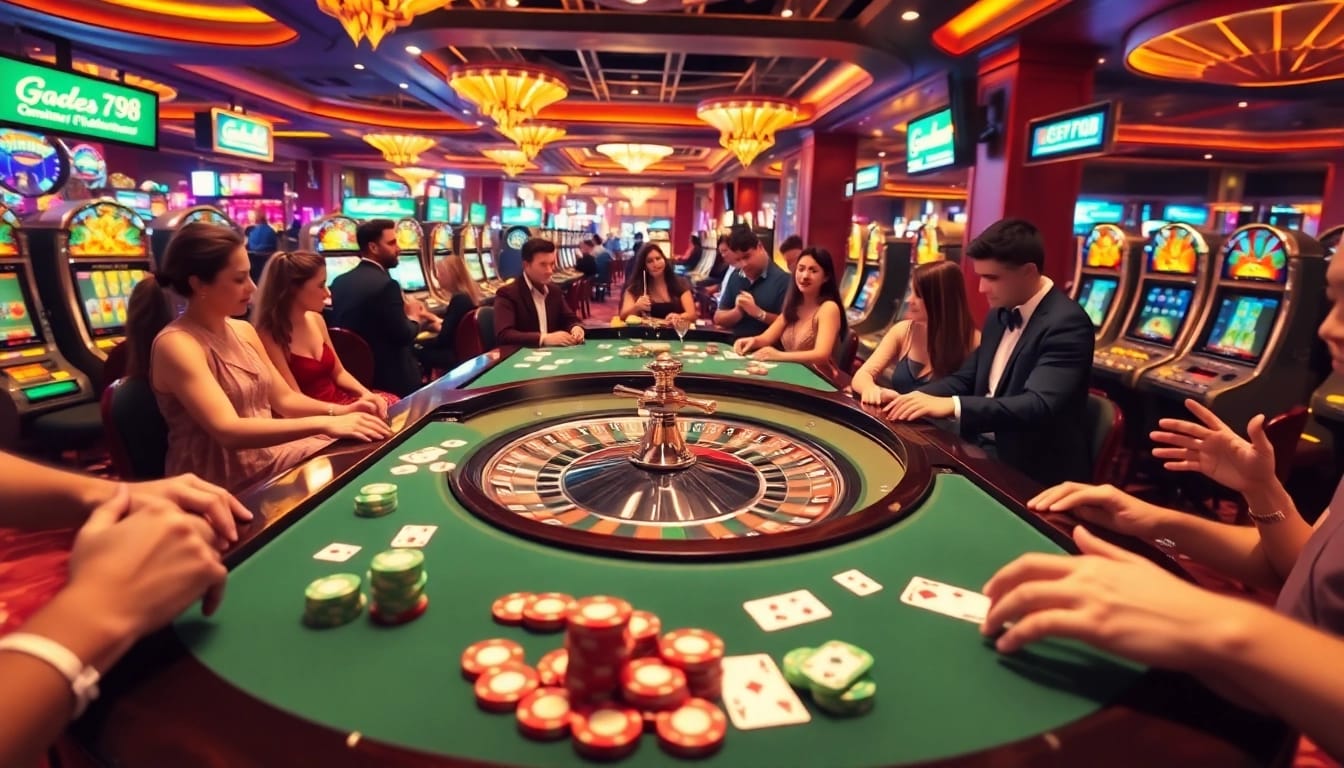 Experience the thrill of https://bancaonline88.com/ as players enjoy a vibrant casino game scene, featuring roulette and poker chips.