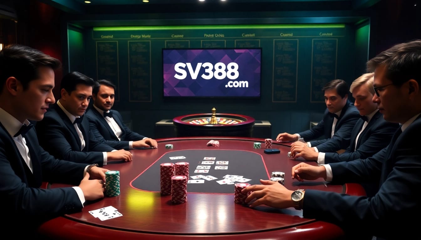 Engaging poker game at SV388 com with players strategizing over chips and cards.