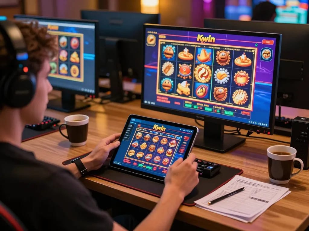 Kwin app showcased on a tablet in a cozy gaming setup, highlighting engaging online gambling experience.