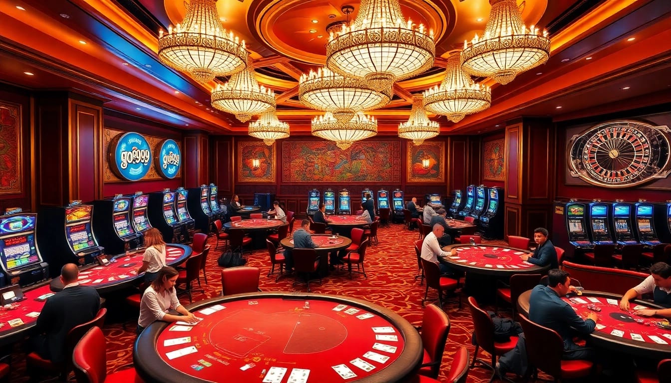 Experience high-stakes gaming at go999's classy casino tables and vibrant slot machines.