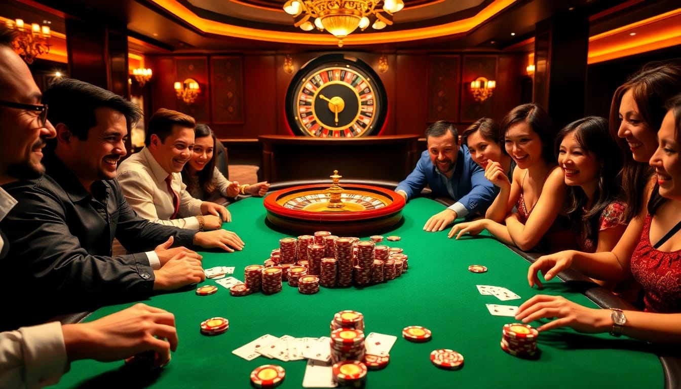 Exciting poker scene at U888.cc featuring players with chips and digital gambling interface.