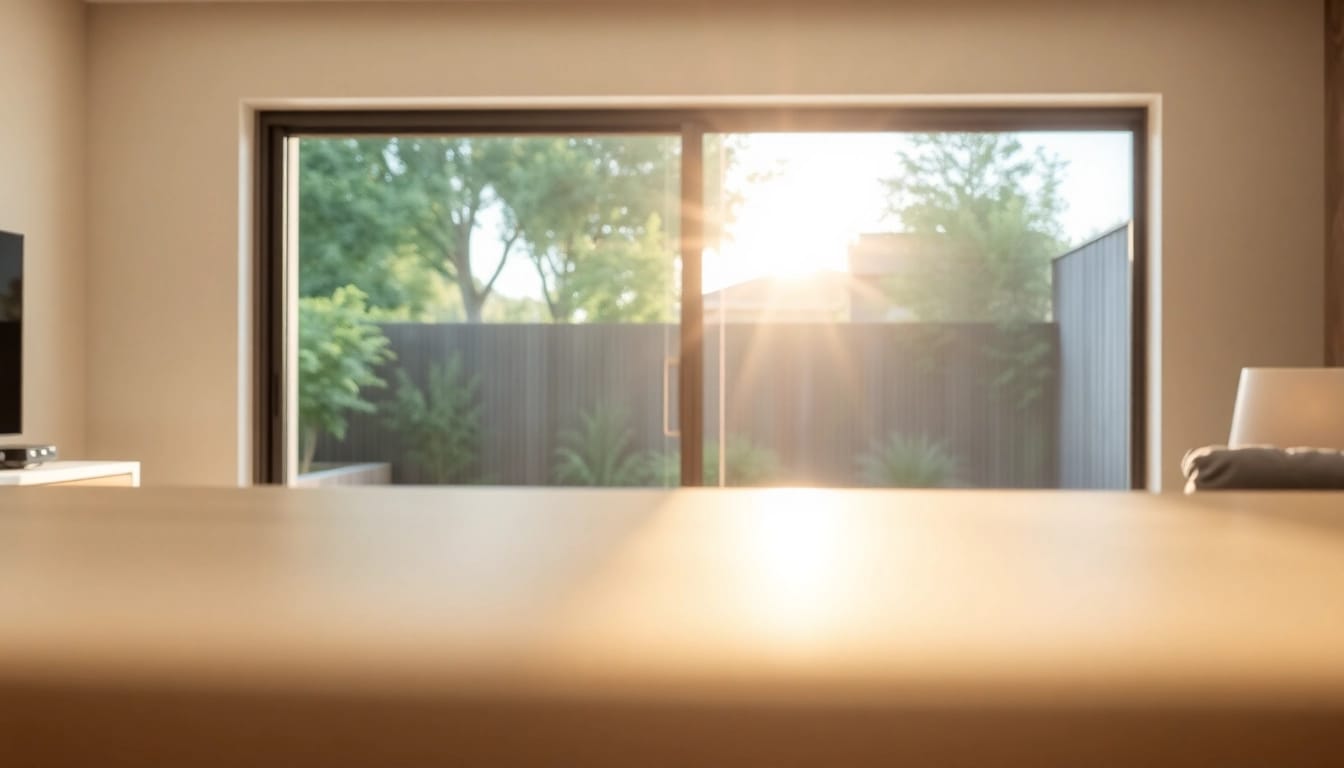 Sliding pleated fly screen door enhances home aesthetics while providing ventilation and insect protection.