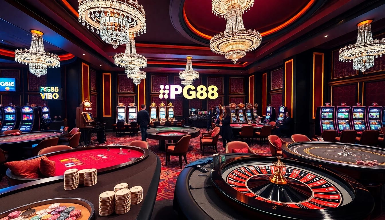 Experience PG88 VIP excitement with luxury casino tables and vibrant slot machines.