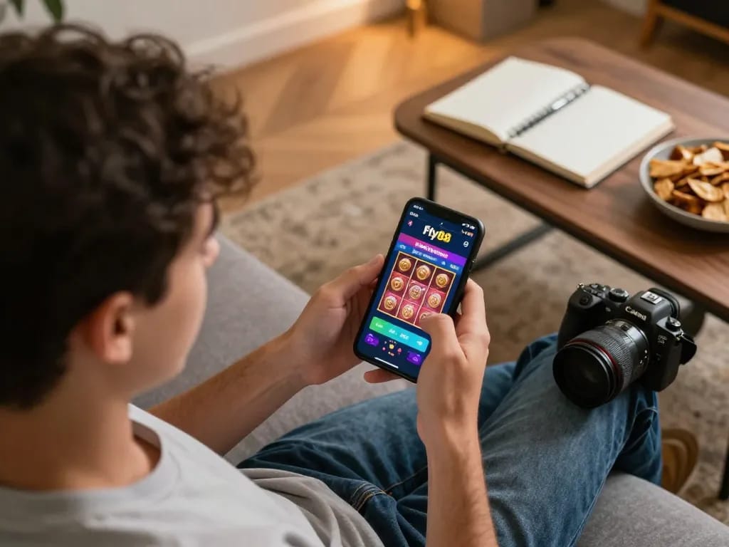 Engaging in fly88 mobile casino gaming on the sofa for a strategic gaming experience