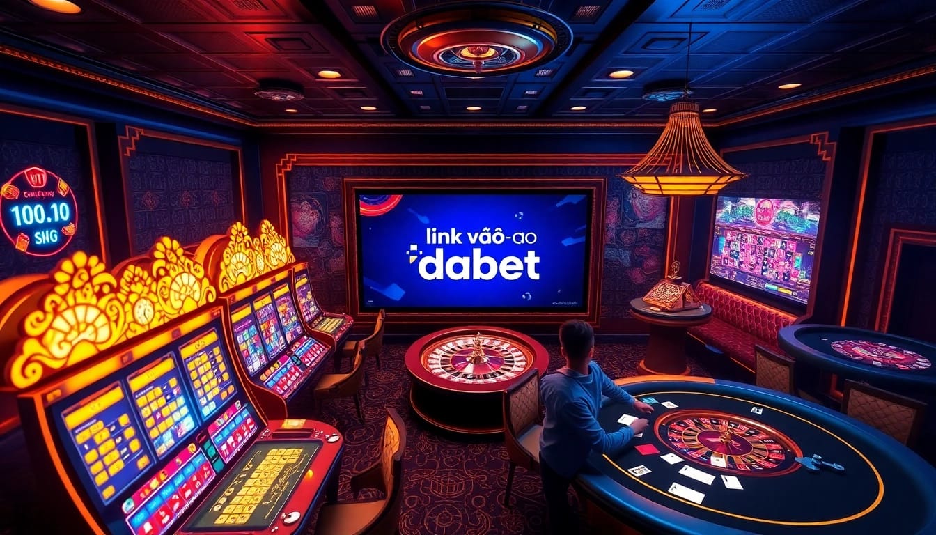 Experience the thrill of online gambling with 'link vào dabet', featuring engaging casino games and vibrant slot machines.