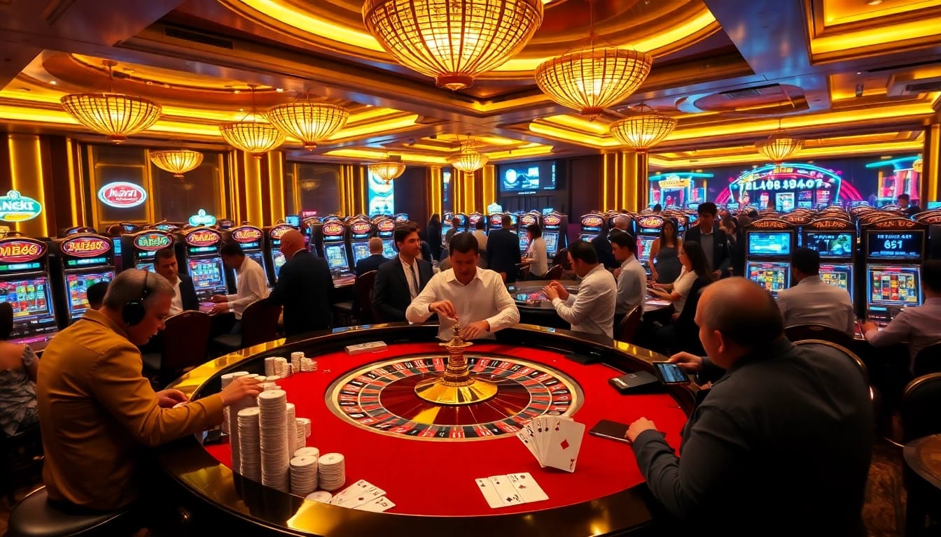 Experience a thrilling moment at the MB66-themed roulette table in an upscale casino.
