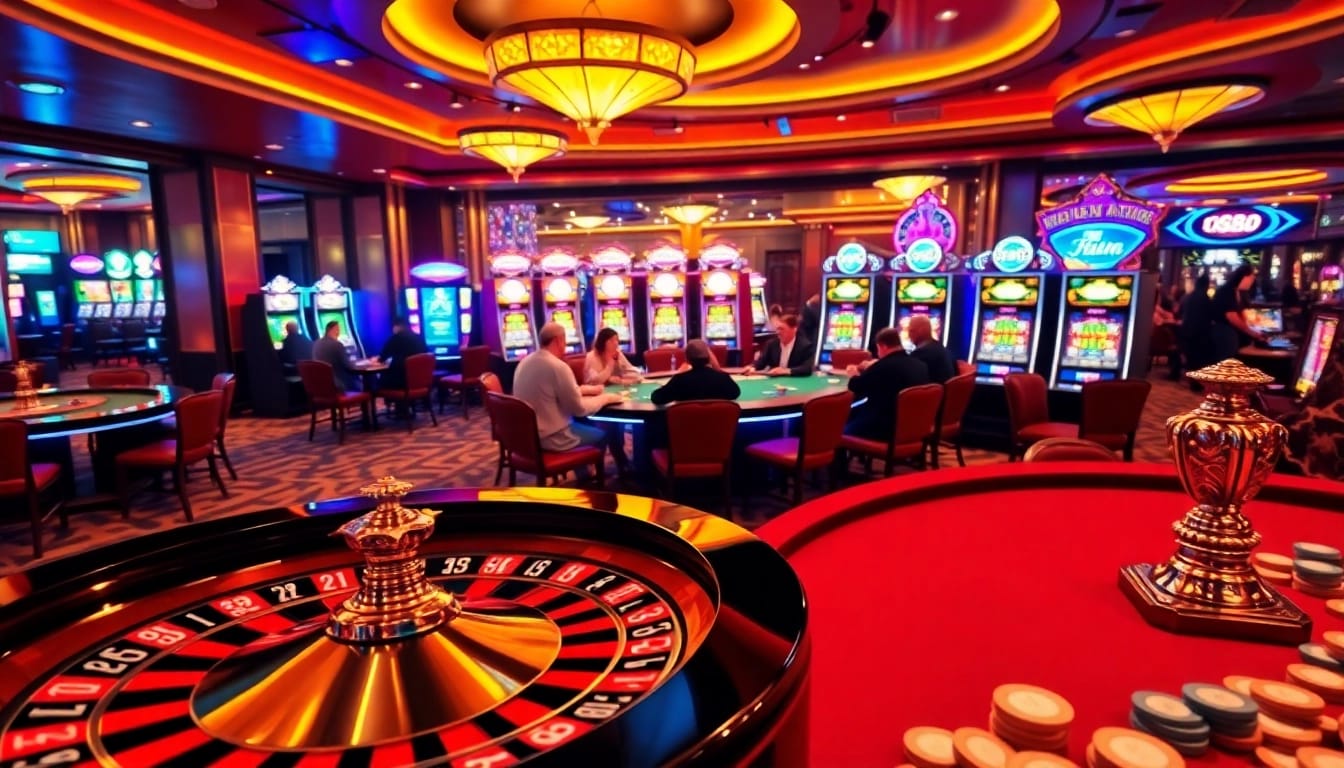 Players at tg88 casino enjoying thrilling roulette and poker games in a luxurious setting.