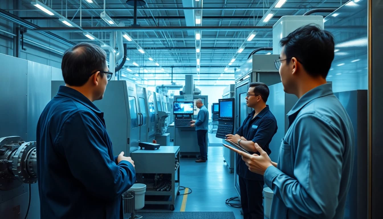 Precision machining malaysia with advanced CNC machines in a professional engineering environment.