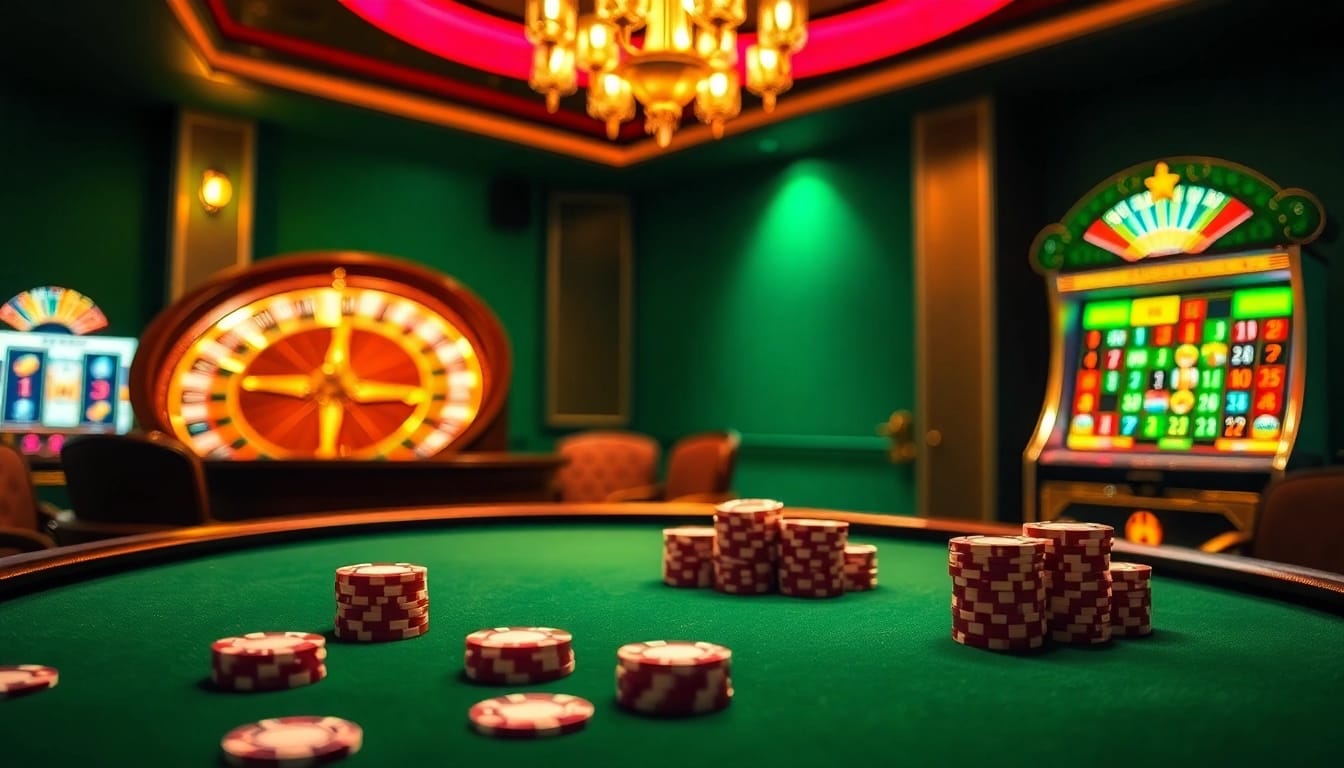 Engage with high-stakes poker action at https://impactxoft.com featuring colorful chips and a roulette wheel.