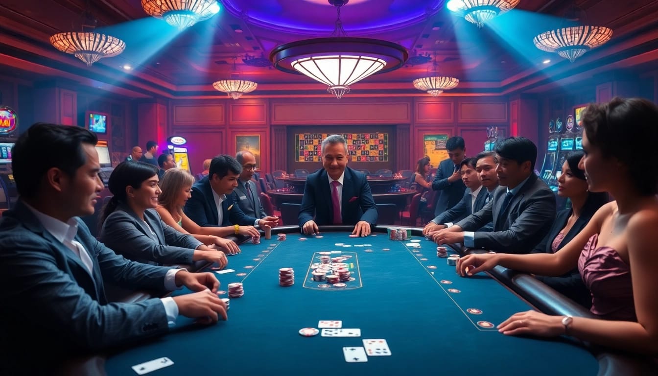Experience thrilling high-stakes poker action at 68win casino with vibrant chips and cards.