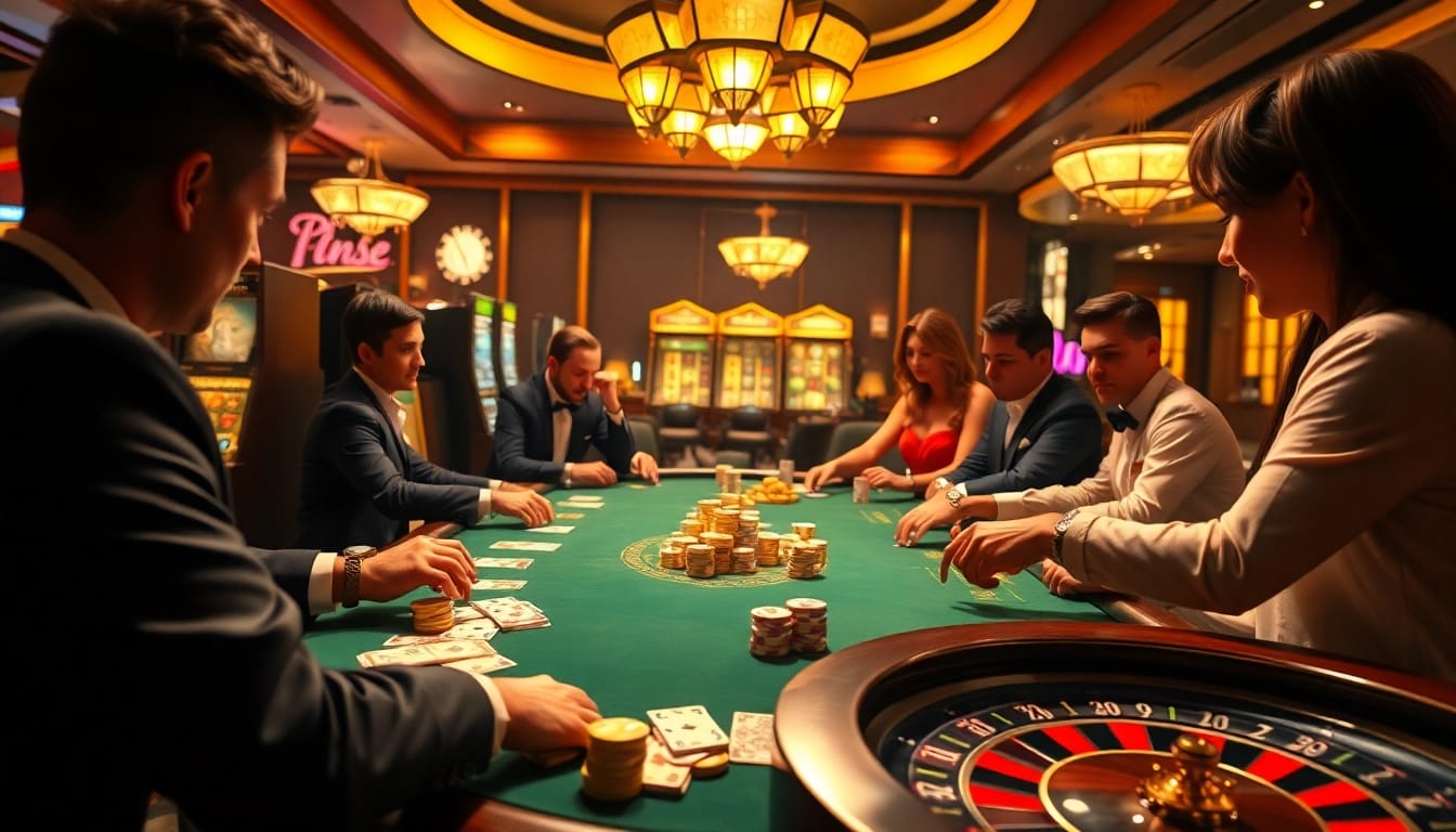 Players engage in a thrilling poker game at F168 casino, showcasing high stakes and excitement.