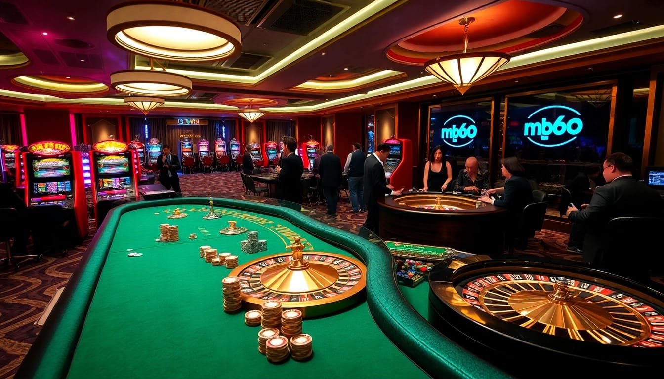 Experience the excitement of mb66.nyc with vibrant casino gaming, poker chips, and roulette wheels.