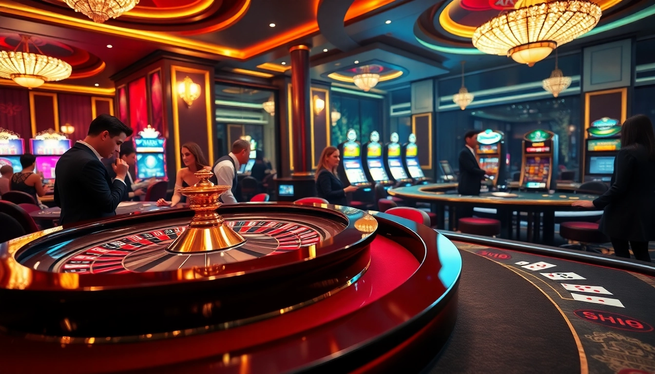 Players engaging at a roulette table in a luxurious casino environment at https://pg999.baby/, highlighting excitement and sophistication.