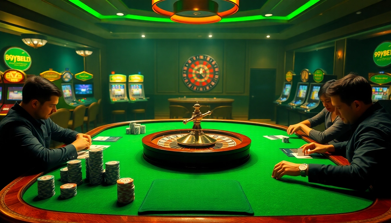 Experience thrilling gameplay at 999bet vn with dynamic casino scenes including roulette and poker.