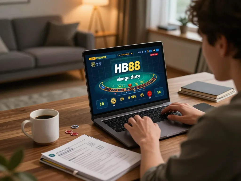 Engaging in online gaming with HB88 đăng nhập at home, focusing on a live baccarat game.