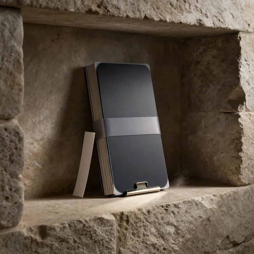 Midnight bundle modules on a stone ledge in dramatic light and dust.