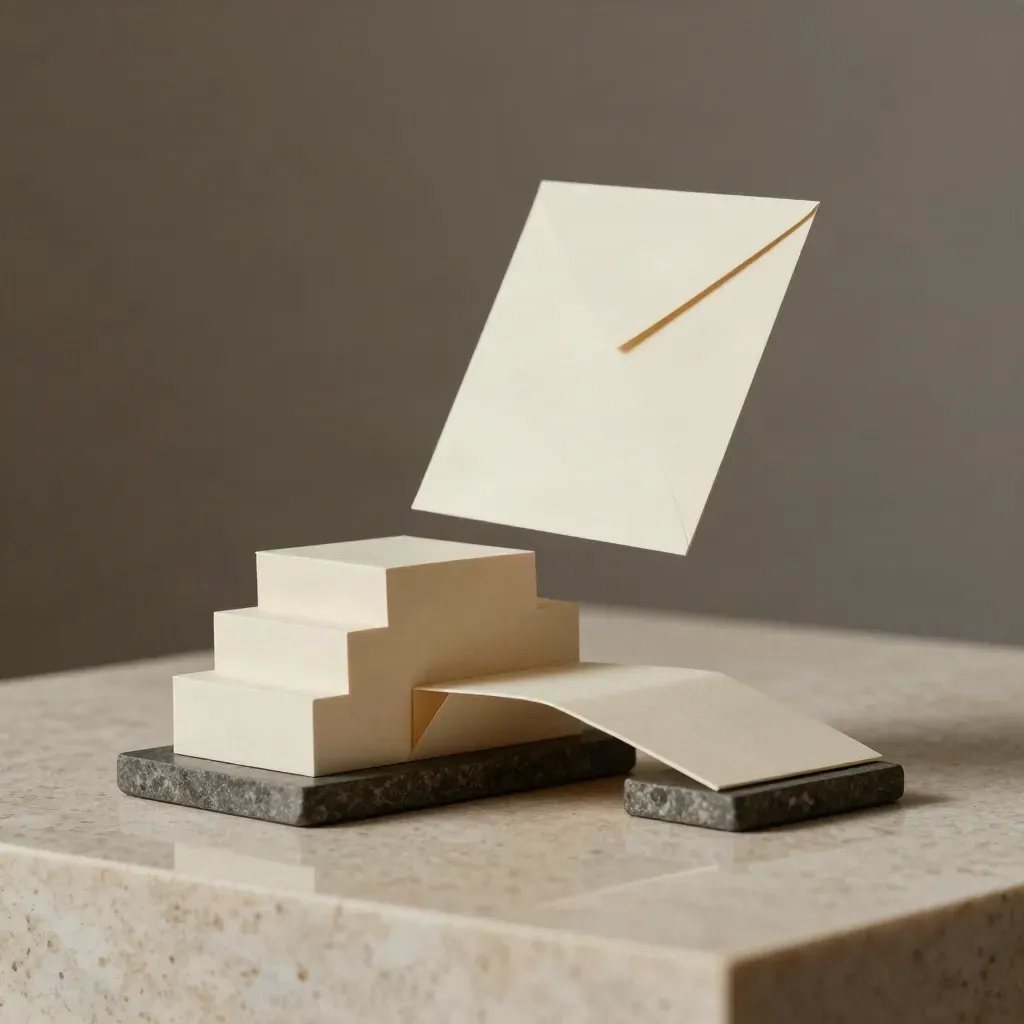 Premium paper modular drip-pack hero on travertine, three stepped inserts on stone base