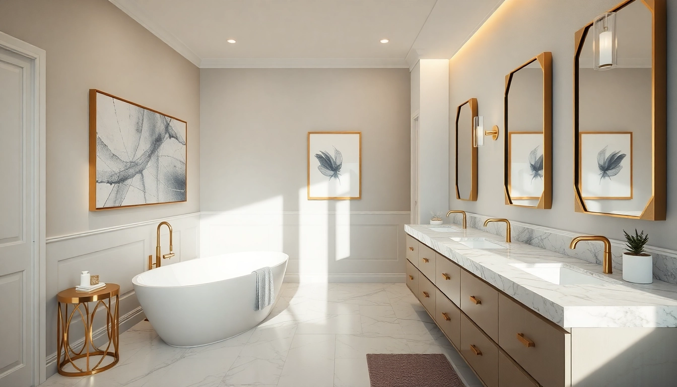 Explore a bright, modern bathroom remodeling showcasing stylish fixtures and a luxurious bathtub.