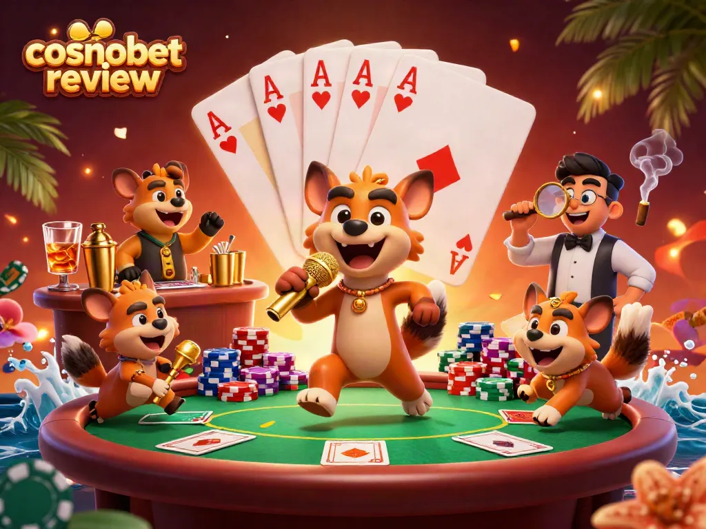 Engage with the lively cosmobet review scene featuring hyenas in a vibrant casino atmosphere.