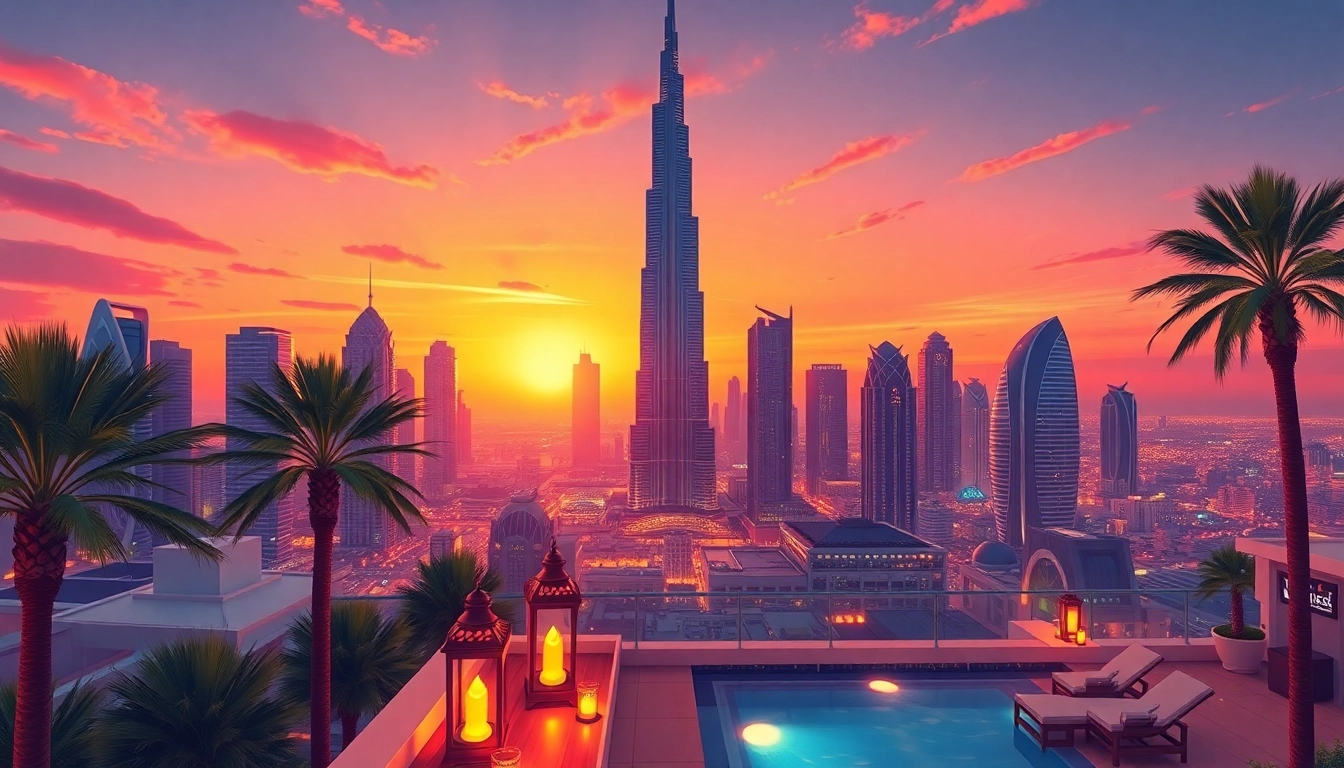 Experience breathtaking views of Dubai's skyline at sunset while planning your travel to Dubai.