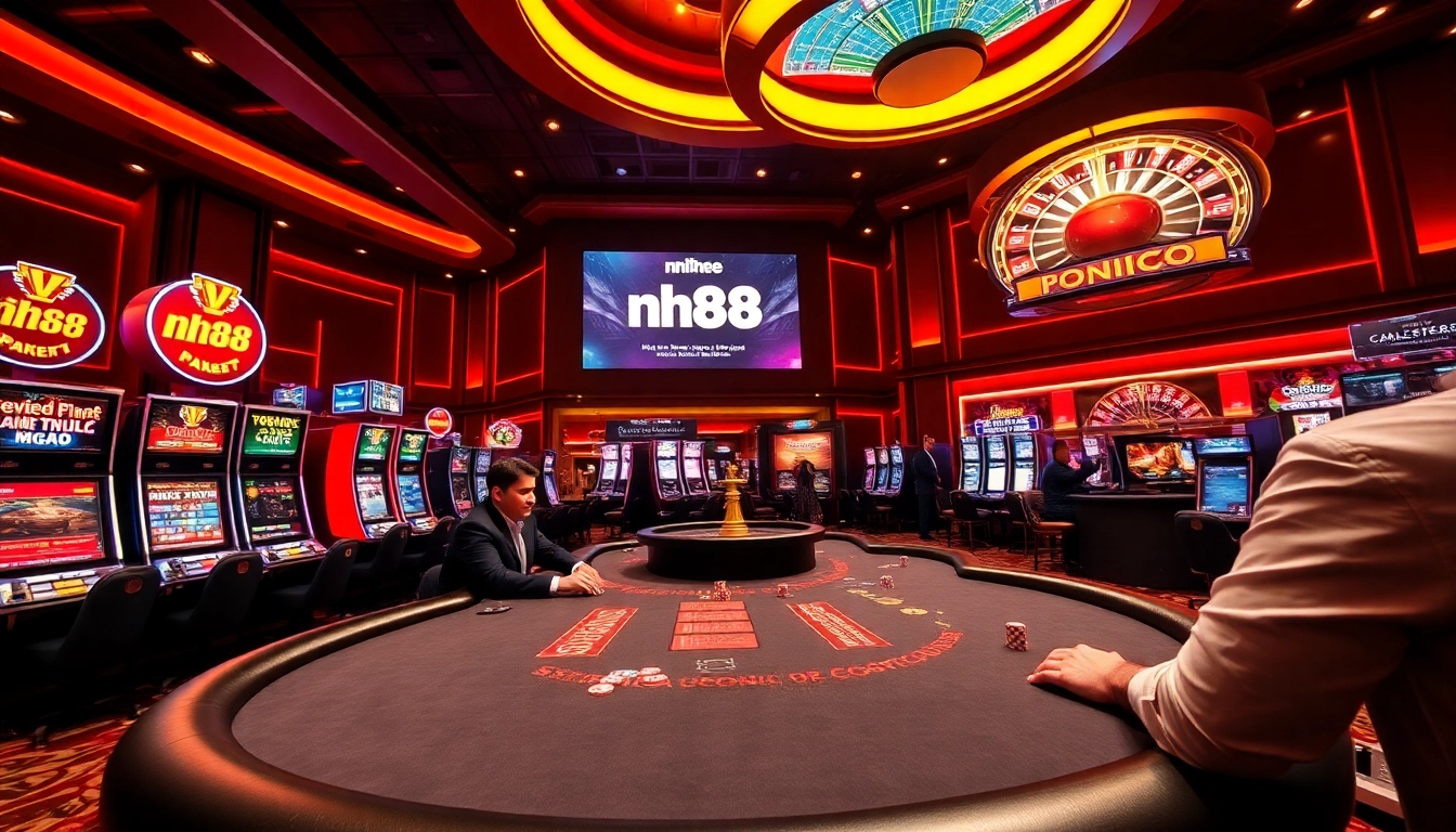 nh88 players engaged in intense poker gameplay at a luxurious casino table