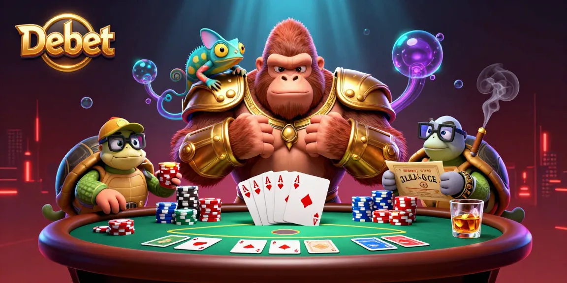Debet brings excitement with a dynamic 3D casino illustration featuring a gorilla king and poker elements.